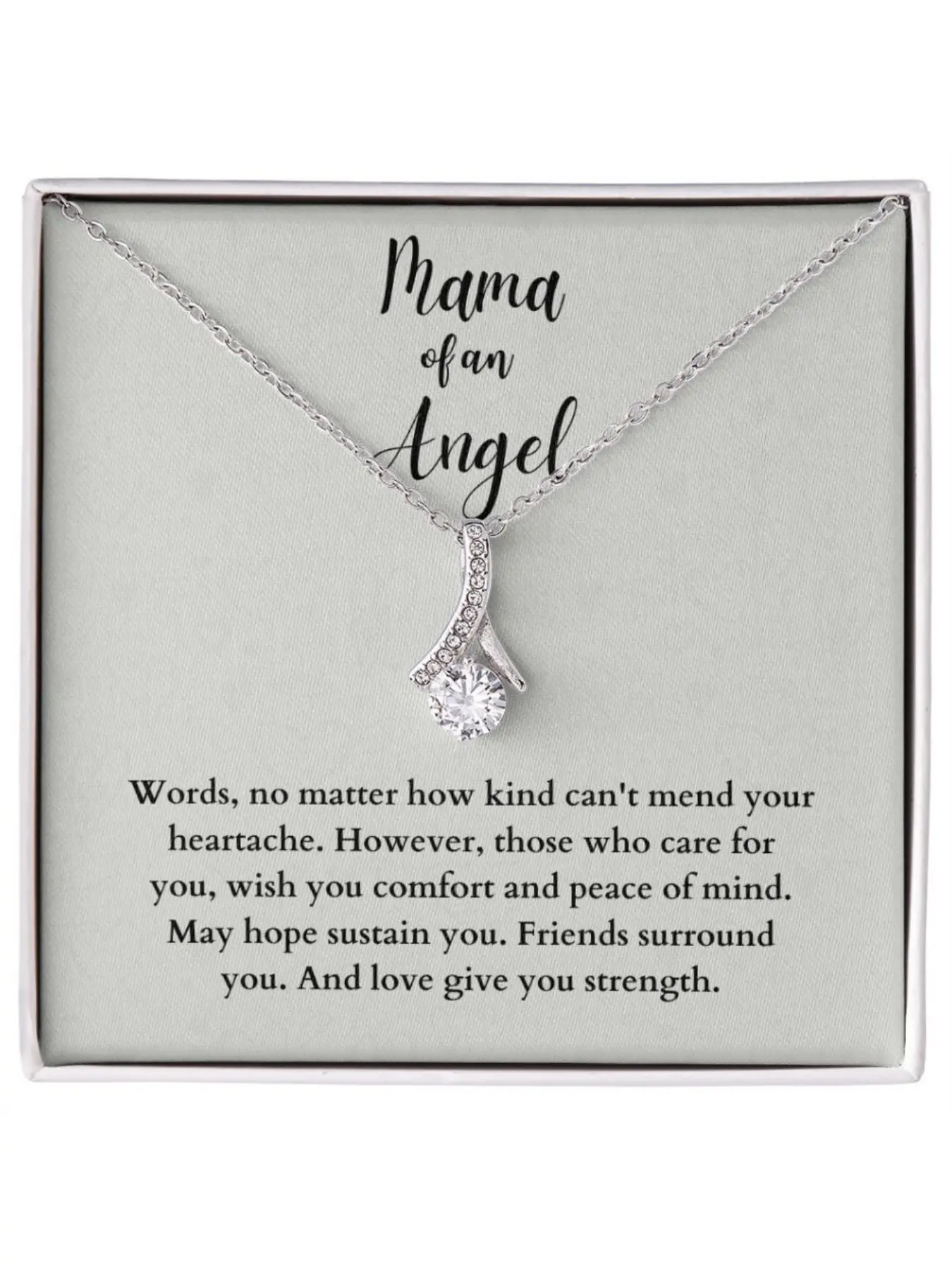 Mama of An Angel Necklace for Wife/Friend/Bestie/Sister V-shaped Pendant Necklace with Card and Gift Box Heartfelt Sympathy Necklace Miscarriage Gift Hope Chain Necklaces