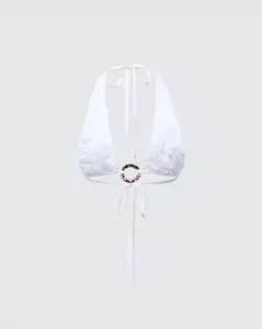 Ambrose White Flower Triangle Bra Top