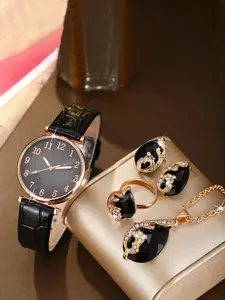 5-piece set of women's digital watches, women's watches, quartz watches, leather strap watches, Trendy Wristwatch