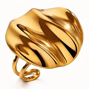 18k Gold-Plated Chunky Gold Ring, Jewelry Accessory