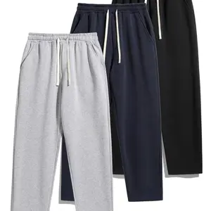 Men’s Solid Thermal Lined Drawstring Waist Pants, Casual Loose Fit Sweatpants for Fall & Winter Daily Wear, Street Style Oversized Trousers for Men