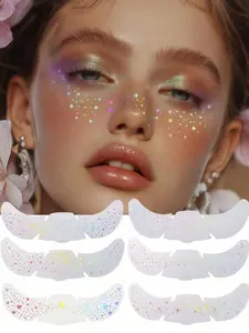 6-Pack Holographic Freckle Stickers, Glitter Temporary Tattoos, Waterproof with Stars Hearts, Face & Body Decorations