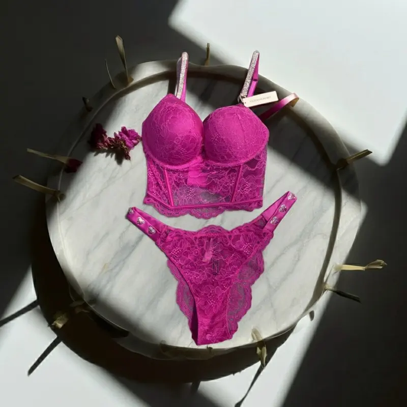 Women’s Corset Rhinestone SET “Bra Adds 2cup Sizes & Pantie”