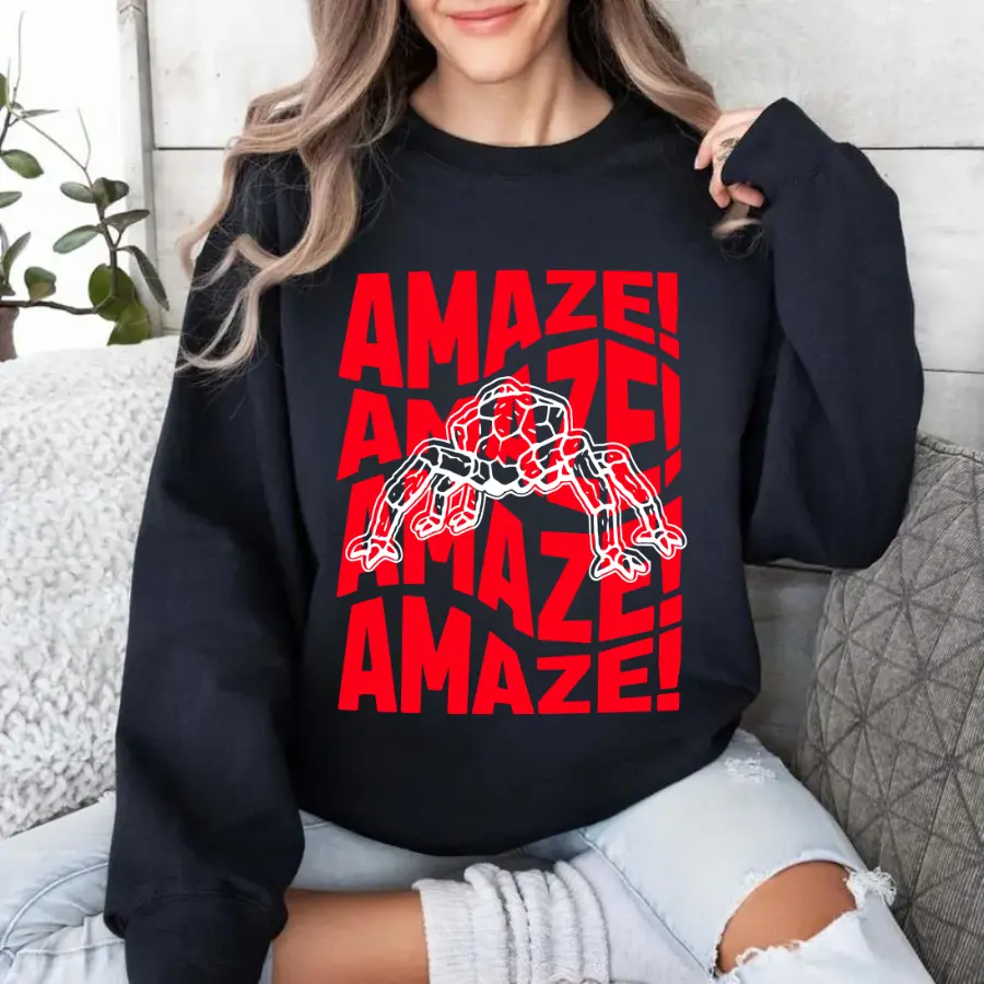 Amaze Amaze Amaze Shirt, Funny Alien Graphic shirt, Retro Sci-Fi Cartoon Top, Project Hail Mary Rocky Inspired Sci Fi Men Shirt