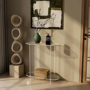 Acrylic Nightstand, 1 Count Oval Small Entrance Table, Multi-size Sofa Side Table, Suitable for Sofa, Hall, Corridor, Living Room