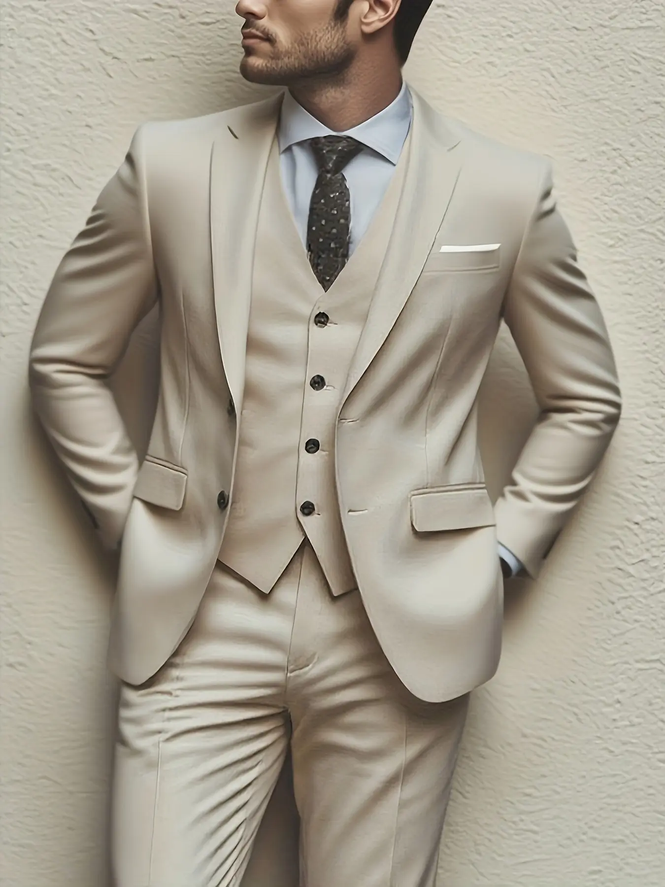 Men'S 3pcs Suit Set, Including a Blazer, Suit Jacket, Vest, And Trousers, Perfect for Groomsmen, Stylish And Elegant, Exquisite Suits, High-Quality for Weddings, Business Events, And Parties, Formal Wear Blazer Suit Pants
