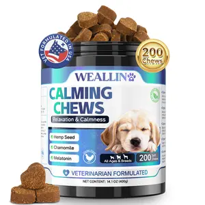 WEALLIN 200 PCS Dog Calming Chews - Gentle Stress Relief & Natural Calmness with Hemp, Melatonin & Chamomile - for Travel, Separation & Comfort