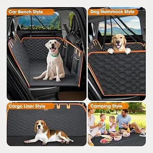 Back Seat Extender for Dogs,Foldable Dog Hammock for Car Travel Accessories Camping Mattress Bed, Hard Bottom Dog Car Seat Cover for Back Seat Protector, Waterproof Dog Backseat Cover for Car