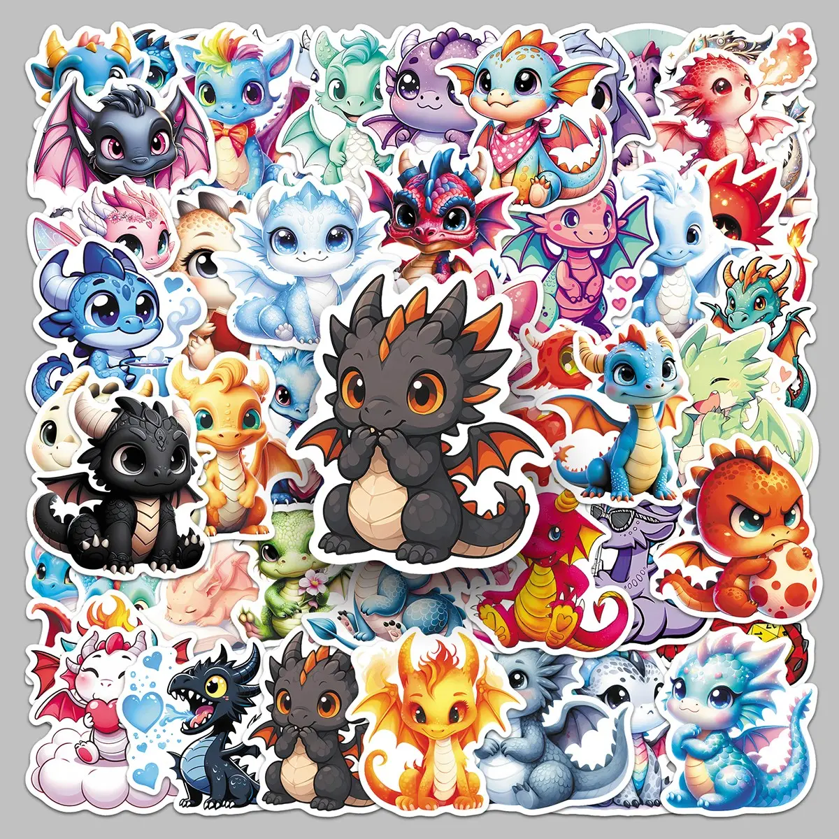 50pcs cute dragon cartoon fun stickers diy handbooks luggage refrigerator creative decorative stickers Sticker Set Decoration