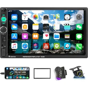 Double Din  Stereo 7 Inch  Screen  Audio Radio with  Audio Hands-Free Calls Backup Camera FM Radio Receiver  MP5 Player Support Mirror Link AUX-in USB TF Input