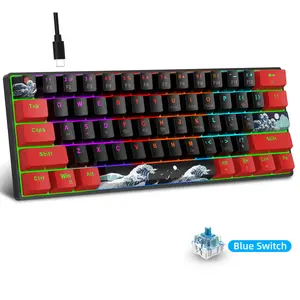 60% Mechanical Gaming Keyboard With, 61 Keys Compact Compact Gaming Keyboard With Blue Switch, Wired Rgb Keyboard, RGB Backlit USB Mini Keyboard Desktop Computer Gaming Accessories