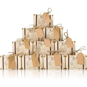 Suitcase Favor Boxes, Mini Suitcase Party Favor Box Vintage Style with Tags, Wedding Travel Theme Party Decor