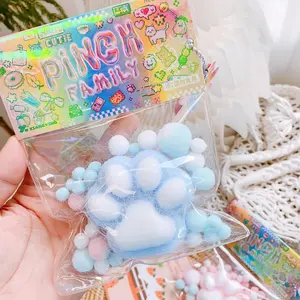 【Super Savings】Cat Paw Squishy, Cat Paw Squeeze Toys, Squishy Cat Paw, Stress Relief Toy, Kawaii Squishies PVC Sensory Toys, Pinch Family Squishy (B-Blue)