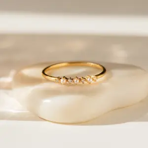 Delicate Pearl Diamond Ring by Caitlyn Minimalist - Dainty Vintage Pearl Ring - Thin Gold Stacking Ring - Bridal Wedding Jewelry