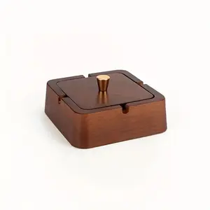 Square Wooden Ashtray Box, Home Use, Home Decoration, Portable and Convenient, Luxurious and Elegant Design, Ideal for Outdoor Use