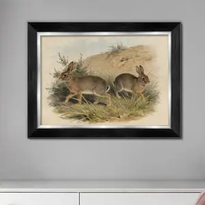 Luxurious Simple Style Table/wall Hanging Frame, Dual Rabbits with Grass Path, Natural 2D Image, Indoor Decor for Dining Room, Living Room, Bedroom, Cafe