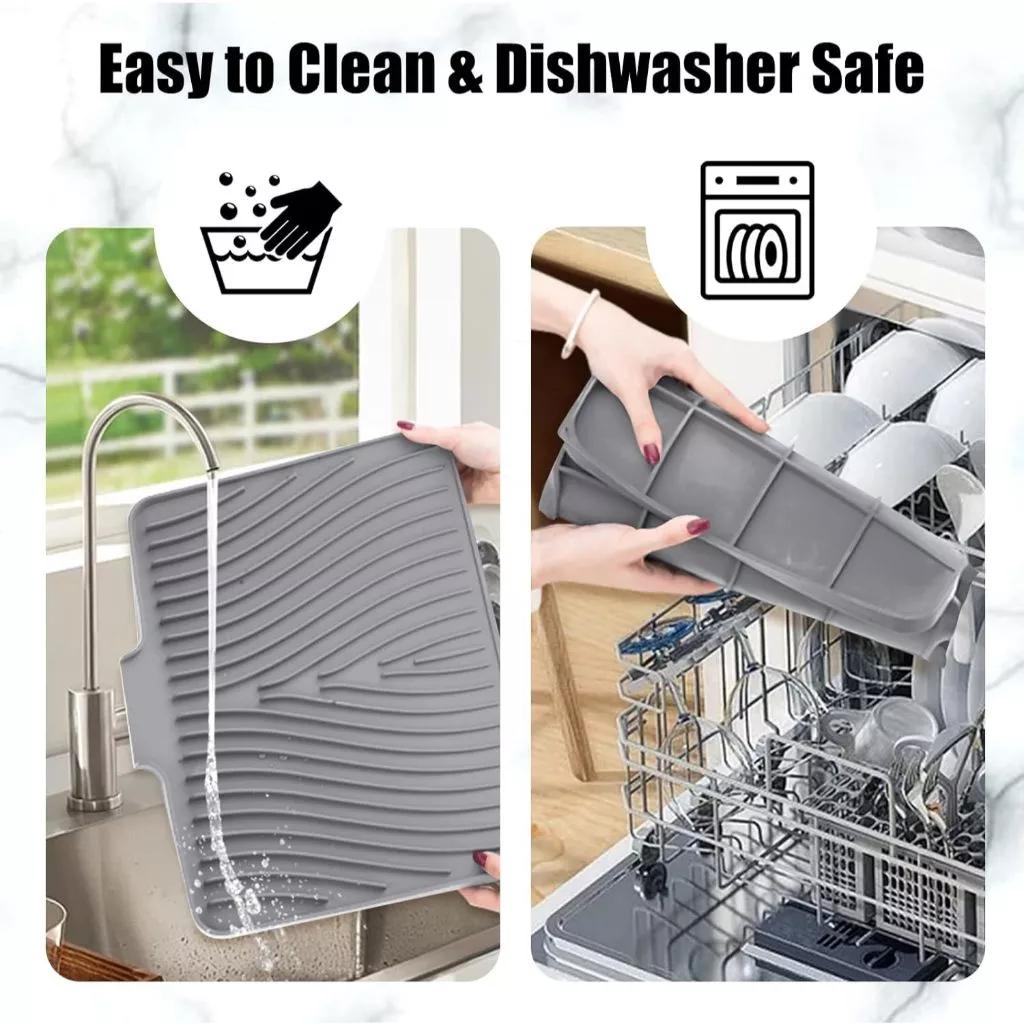 Silicone Dish Drying Mat 23 X 17 Greywith Built-in Drain Lip Hygienic Sturdy CompactEasy to Clean Tray Protects Surfaces PreventsWater Build Up Silicone Dish Drying Mat 23 X 17 Greywith Built-in Drain Lip Hygienic Sturdy CompactEasy to Clean Tray Protects Surfaces PreventsWater Build Up