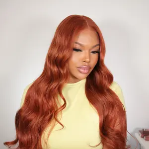 Arabella 13x6 Three-Go Dark Copper Ginger Glueless Wig Loose Body Wave With Drawstring 100% Human Hair Wavy Wig