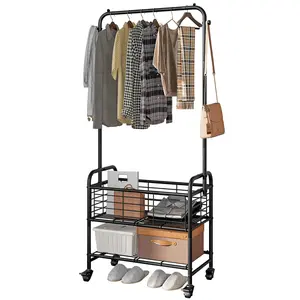 Laundry Basket with Wheels Rolling Laundry Hamper Laundry Sorter Cart Shelf Hanging Rack Organiser Hangable