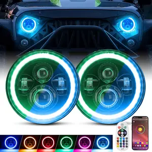 7" LED Headlights with RGB Halo for Jeep Wrangler (1997-2018) | Truck Accessories