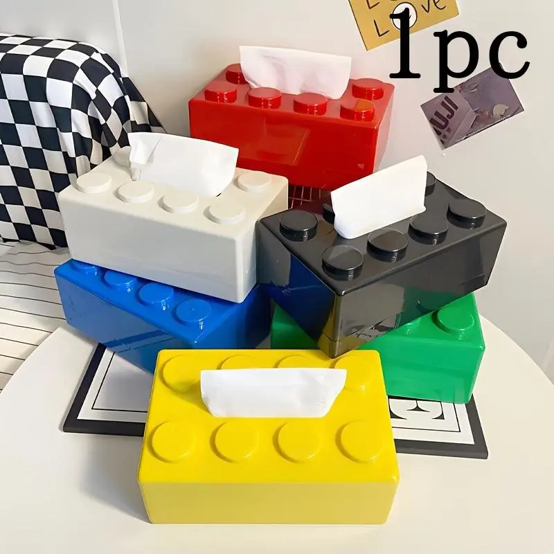 Creative Block Design Tissue Box, Desktop Tissue Holder, Wall Mounted Tissue Box, Decorative Tissue Holder for Home Kitchen Bedroom Living Room Dining Room, Bathroom Accessories Organizer, Bathroom Supplies