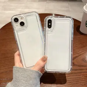 Minimalist Transparent Phone Case for iPhone 17-11 X XSMax with Built-In Shockproof Airbags Non-Yellowing Full Coverage Protection Perfect Christmas Gift