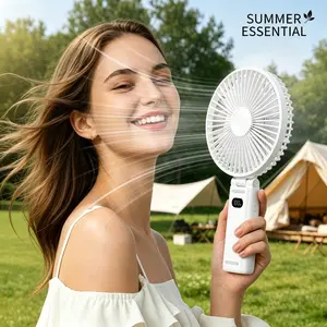 Multifunctional handheld Fan, Quiet Fan,Clip Fan,Camping Fan,Office Fan,4 Speeds USB Rechargeable Battery Operated Portable Desk Fan with Hook for Travel, Office, Camping, White