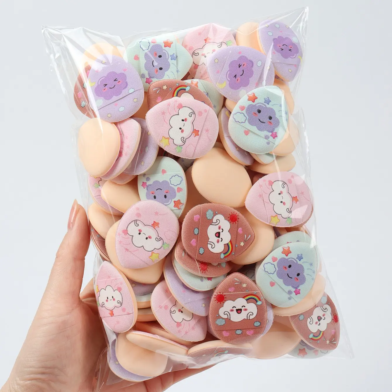 Random Cloud Print Finger Cushion, Beauty Makeup Sponge for Covering Blemishes, Suitable for Eye Area, Nose Wings, Lip Corners, All Skin Types, Beauty Sponges, Beauty Products