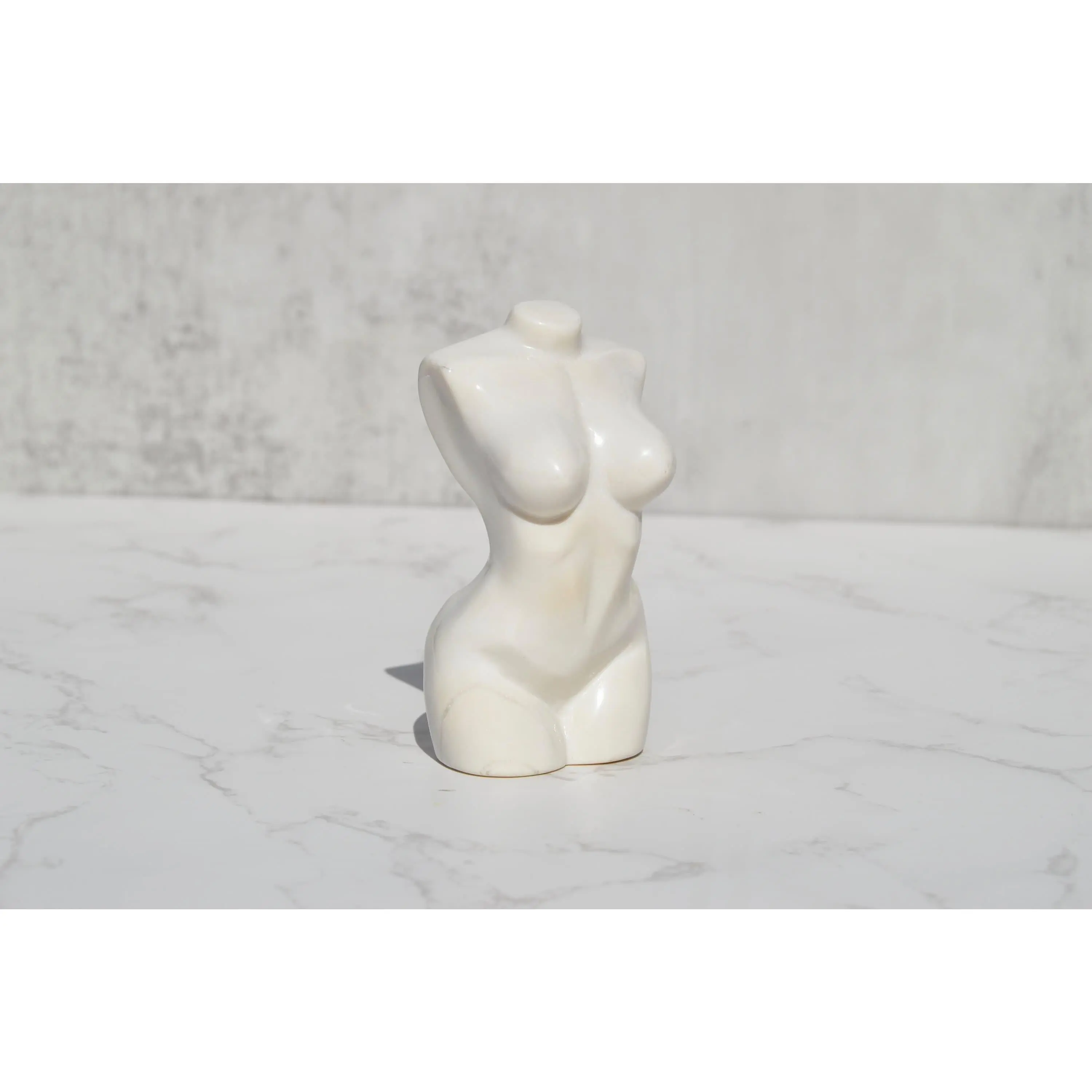 Ivory Jade Goddess Carving | Torso Sculpture | White Jade Crystal Carving | Ivor