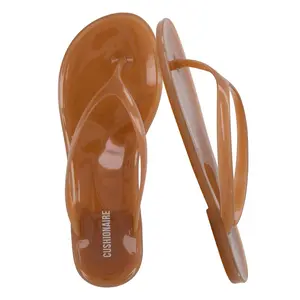 Cushionaire Splash Jelly Flip Flops for Women With Flexible Sole - Soft and Flexible, Waterproof Footbed Thong Sandals for Beach and Pool