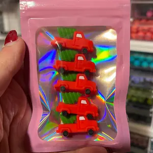 5-pack 3D Christmas Truck Silicone Focal Bead