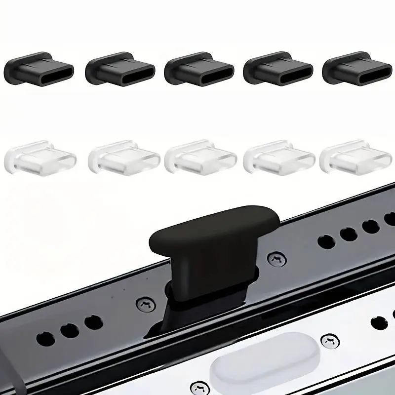 10pcs Silicone Dust Plugs for Type C Charging Port, Durable Protector Stopper Cap Cover for iPhone & Samsung Tablets, Universal Dust Removal Tool