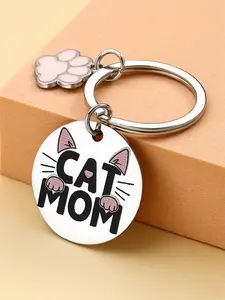Cat Mom Keychain Gift, Pendant Keychain, Silver Color, Perfect for Mother's Day, Christmas, Thanksgiving, Holiday Gifts, Ideal for Friends