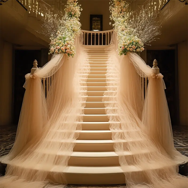This romantic tulle fabric piece is perfect for large weddings, while being versatile and practical. It can be used as a key element in wedding decorations such as arches, ceremony backdrops, Wedding background arch