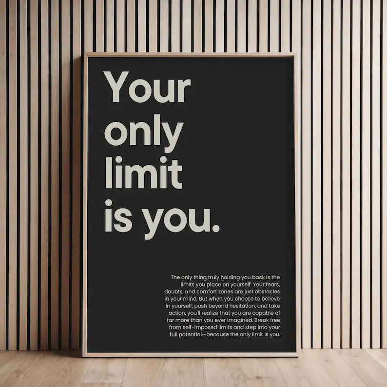 Lightweight  Inspirational Wall Art Unframe Canvas posters, Soft Black- Home Office  ation for Entrepreneurs with Growth Mindset