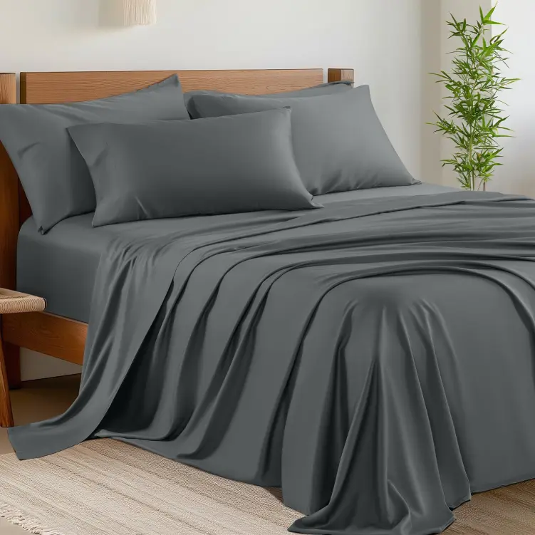 Sonoro Kate Bamboo Blend Bed Sheet Set - 4/6-Piece Cooling Bamboo Sheets, Silky Soft, Breathable Hotel Style Bedding, Deep Pockets, Durable, Fade Resistant, Machine Washable Bed Set