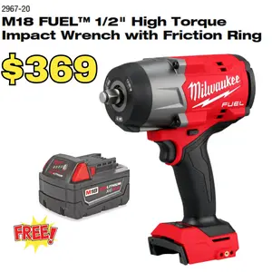 Milwaukee Tools M18 FUEL™ 1/2" High Torque Impact Wrench with Friction Ring 2967-20 for Automotive & Industrial Use