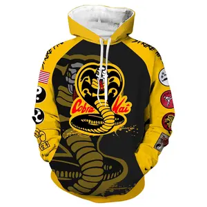 Men's Soft Longsleeve Cobra Graphic Hoodie Sweatshirt - Casual, Breathable, Loose-Fitting Snake Print Streetwear Top with Pocket, Comfortable Fabric for School Students & Cosplay