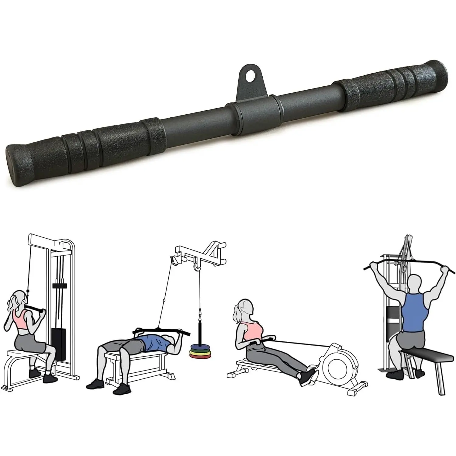 Straight Bar, Pull Down Bar 360 Rotating, Lat Pulldown Attachments  Attachments For Gym  Machine Attachment, Tricep Press Down Curl Bar, Strength   Attachments