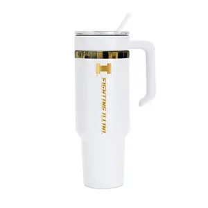 48oz Illinois Fighting Illini Gold Anodized White Tumbler