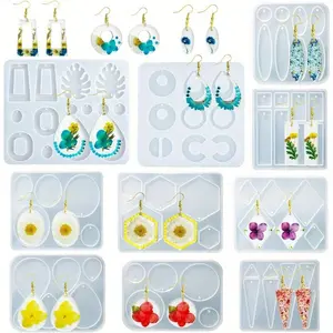 10pcs Silicone Resin Earring Pendants Mold Set for Epoxy Resin Dangle Pendant Molds for Women, Female Jewelry Making Women Gift