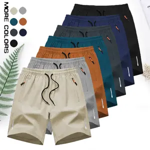 Men's Quick Dry Athletic Shorts, Breathable Elastic Drawstring Waist Casual Shorts with Zipper Pockets & Reflective Strips, Summer Lightweight Comfy Sports Shorts for Men Daily Wear, Gym & Outdoor Activities football badminton basketball