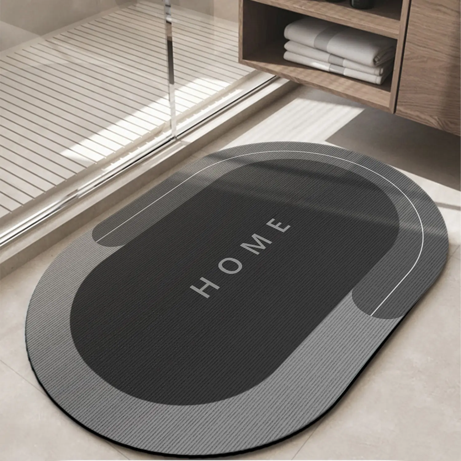 Modern Diatomaceous Bath Mat - 40*60cm Non-Slip Quick-Drying Diatomite Pad, Low-Profile Rubber Bath Rug for Shower/Tub, Under-Door Bathroom Home Supply, Quick-Drying Bath Mats homedecor