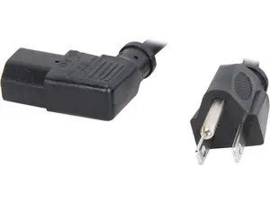 C2G 27909 18 AWG Universal Right Angle Power Cord - NEMA 5-15P to IEC320C13R, TAA Compliant, Black (10 feet, 3.04 Meters)