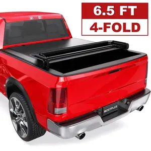 MOSTPLUS 6.5FT 4-Fold Soft Tonneau Cover for 2017-2025 Ford F-250 Trucks with LED Lights & Marine-Grade Vinyl Clamps Easy Installation