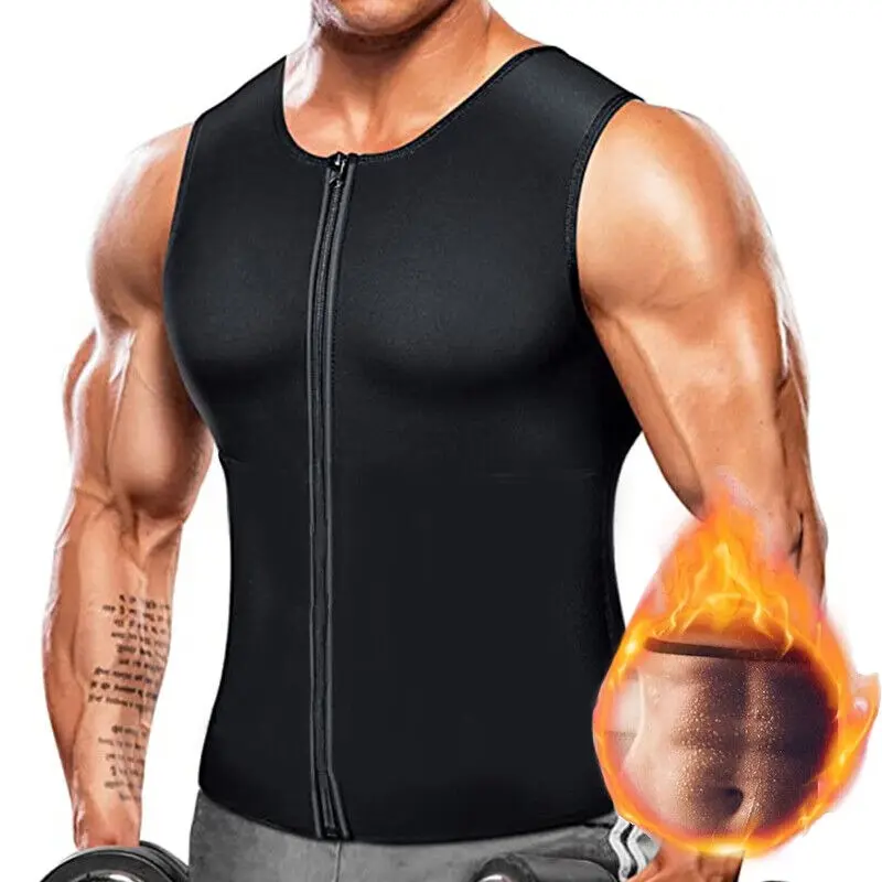 Men's Thermal Sauna Vest, Neoprene Zipper Sweat Tank Top, Compression Body Shaper for Gym Workout, Gym Outfit, Sports Vest