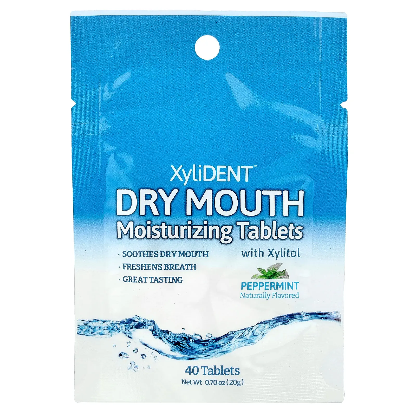 XyliDENT Dry Mouth Moisturizing Tablets with Xylitol, Peppermint, 40 Tablets, 0.7 oz (20 g)