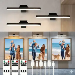 Led lights 3/1 Pack Picture Lights For Wall, Battery Operated Wall Sconce Rechargeable, LED Wall Light Cordless With Remote, 3 Color Temperature, Art Lights For Painting, Frame, Gallery, Dartboard, Black, Halloween Decorations, Halloween Home Decor