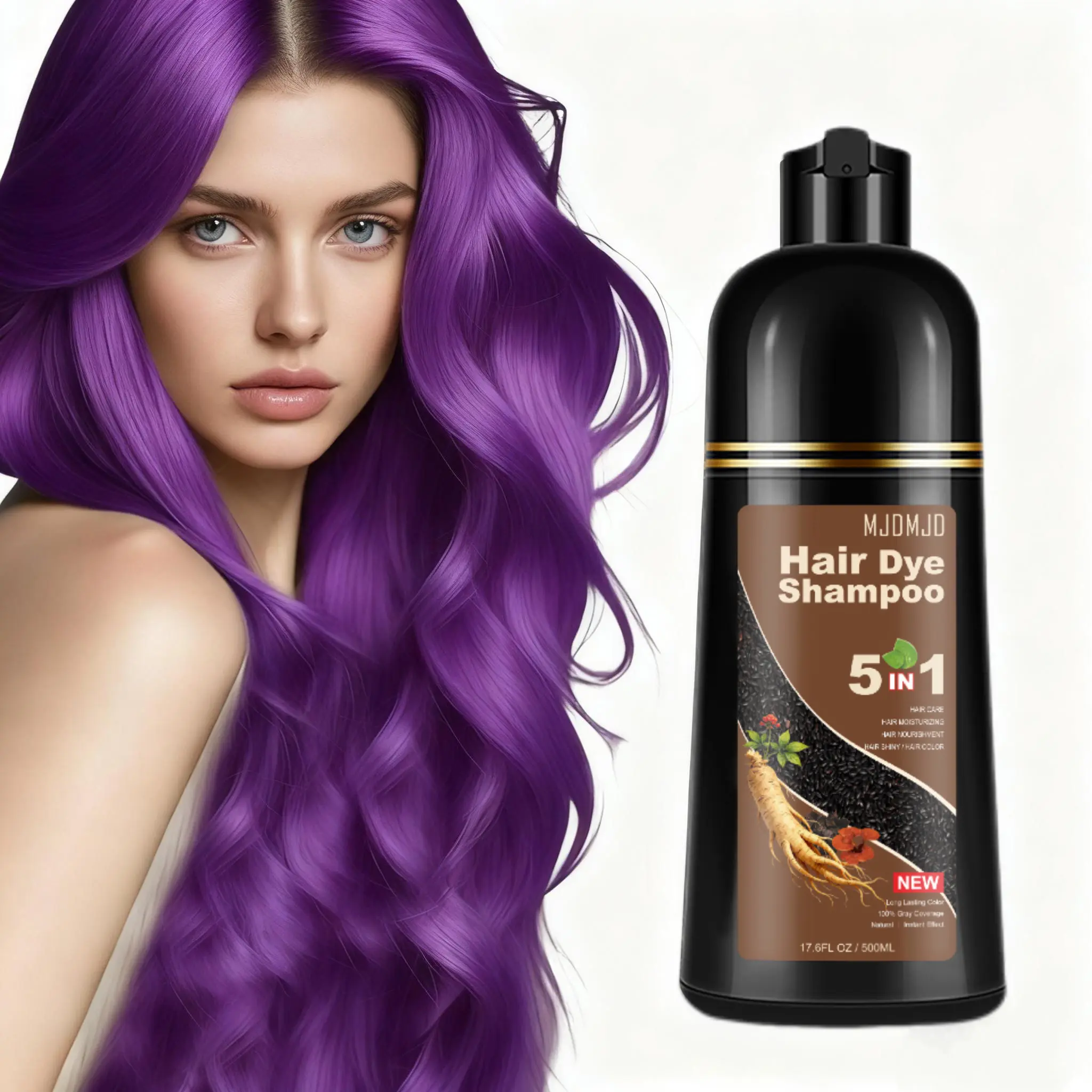 5-in-1 Purple Hair Color Shampoo for Gray Hair, All-in-One Hair Color Nourishes, Moisturizes, Gentle Formula for Normal Hair -16.910z,Easy to Use At Home, Unisex, Ethically Made Haircare