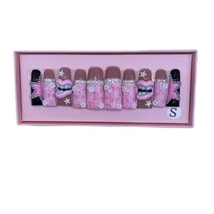 Polygel Press On Nail Set “ Brick Talk “
